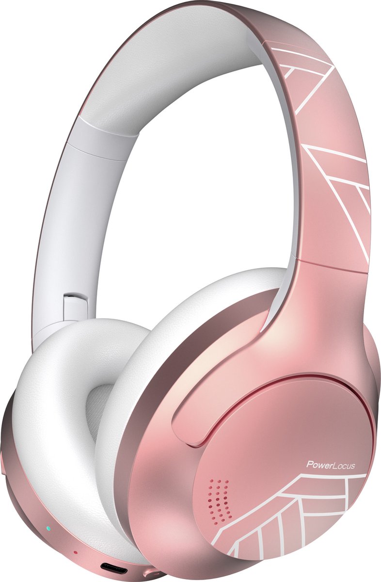 koptelefoon, over-ear, bluetooth, rose goud, geometrische patroon