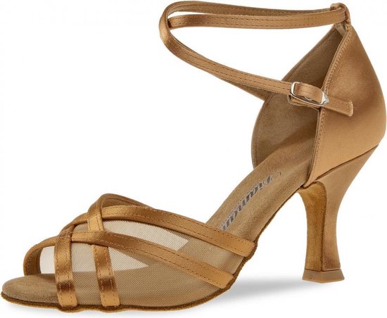 Diamant – Maat 38 - Dansschoenen 035-108-087 – Hak 7,2 cm – Brons Satijn