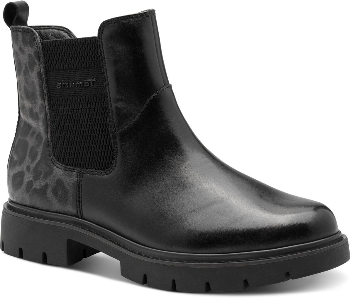 boot, ankle boot, zwart, slip-on, chunky zool