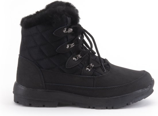 bontvoering, winterboot, zwart, nepbontvoering, enkellengte boot