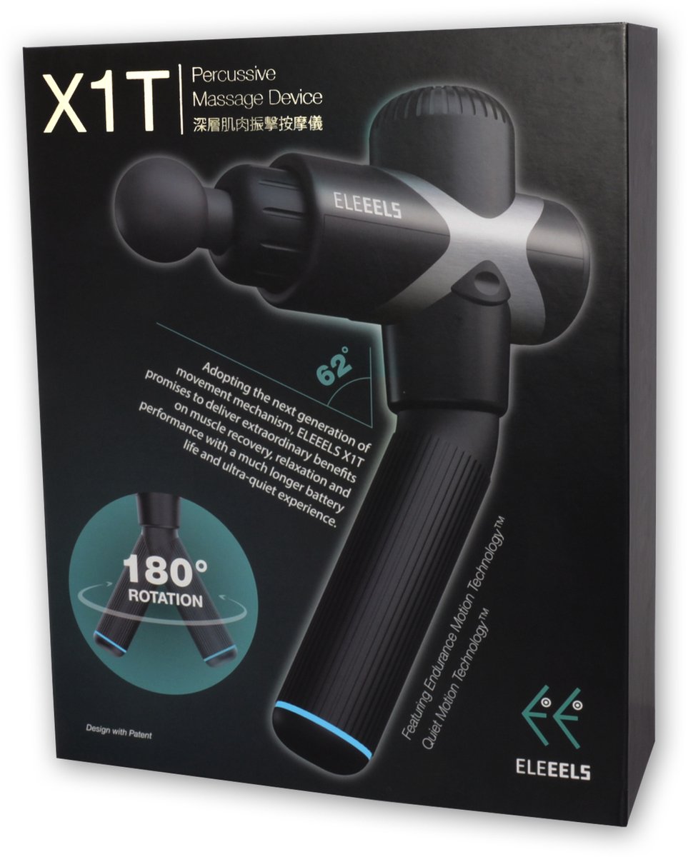 Eleeels X1T - Massage Gun met draaibaar handvat - Zwart
