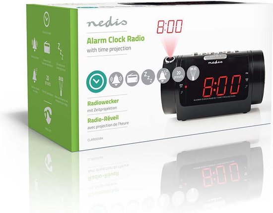 Nedis Digitale Wekkerradio met Display LED van 0,9 FM Dubbel alarm Sluimeren en Projectie