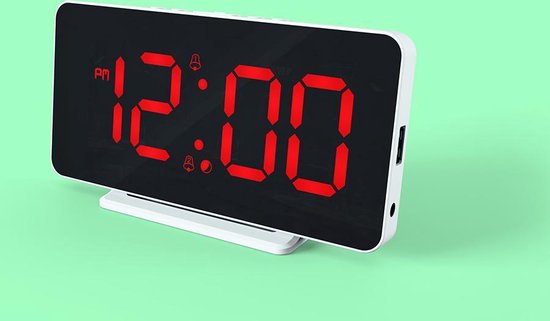 Caliber HCG022 - Slim-line wekker met USB - Wit