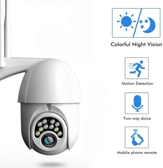 Kunststof behuizing Waterdichtheid IP66  WIFI Dome IP camera - buiten - draai- en kantelbaar - FULL