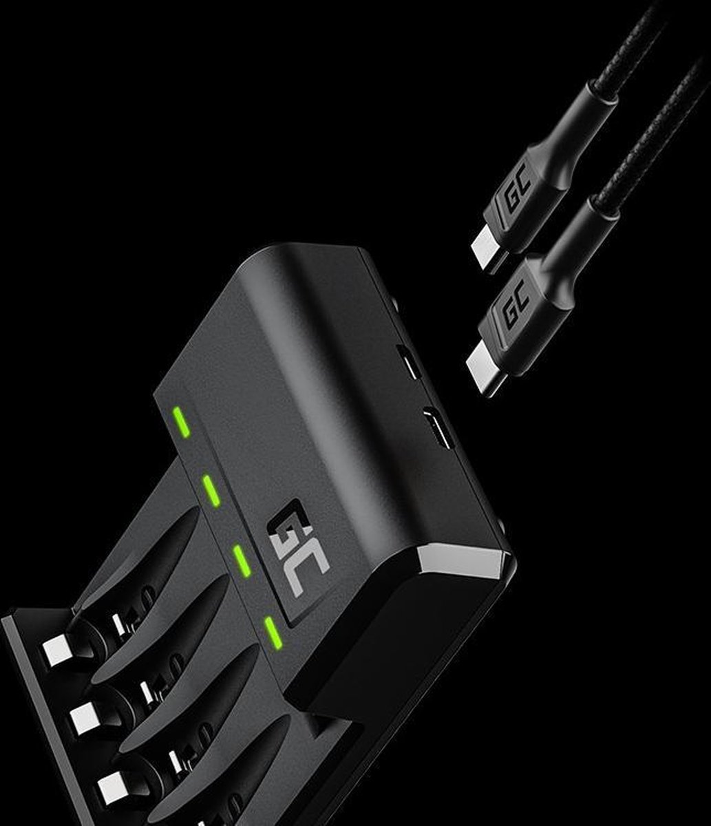 GREEN CELL GC VitalCharger Ni-MH AA en AAA Batterij oplader met Micro USB en USB-C poort