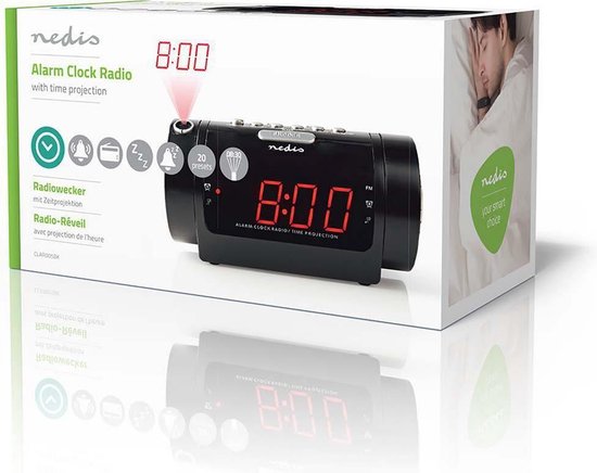 Nedis Digitale Wekkerradio met Display LED van 0,9 FM Dubbel alarm Sluimeren en Projectie