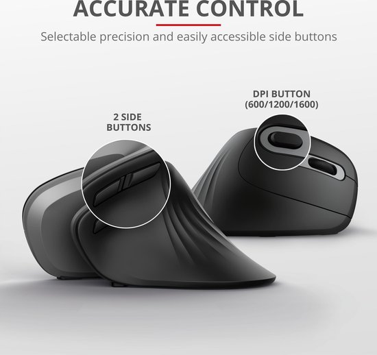 Trust Verro - Draadloze Muis - Ergonomisch - Zwart