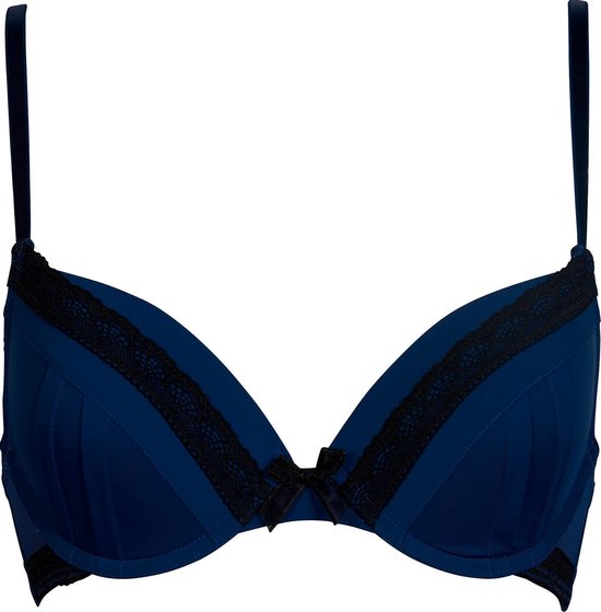 bh, blauw, bh, kante kanten, gewatteerde cups