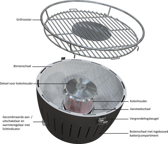LotusGrill Classic Hybrid Tafelbarbecue - Ø350mm - Antraciet