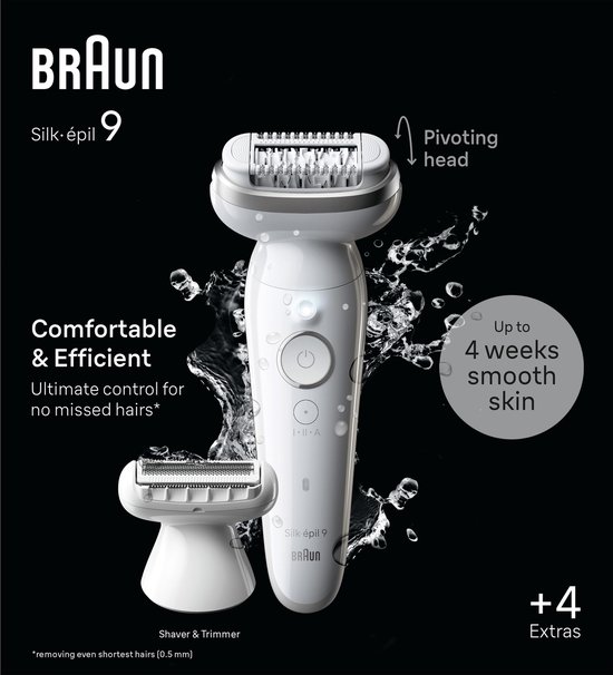 Braun Silk·épil 9 - Epilator Voor Eenvoudige Ontharing - Langdurig Gladde Huid - 9-041 - Wit/Zilver
