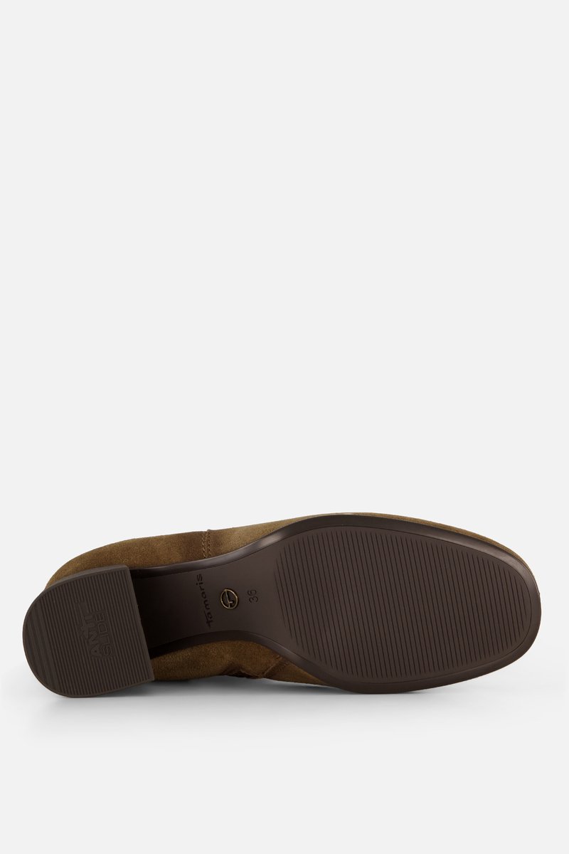 hoge hak, leder, bruine schoen, sluiting, zool