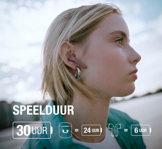 Fresh 'n Rebel Twins Fuse - True Wireless - 6 uur speelduur (30 uur in totaal) - Smokey Pink