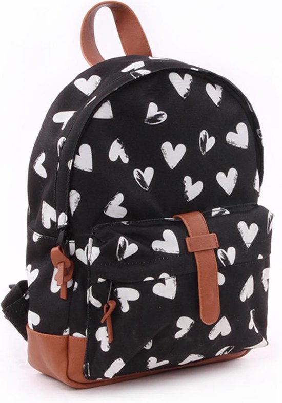 Kidzroom Black &amp; White Kinderrugzak - 6,4 l - Zwart - Black/Heart