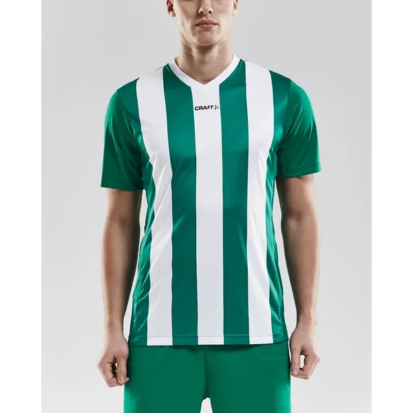 Craft - maat S -  Progress Stripe Shirt Korte Mouw Heren - Groen / Wit