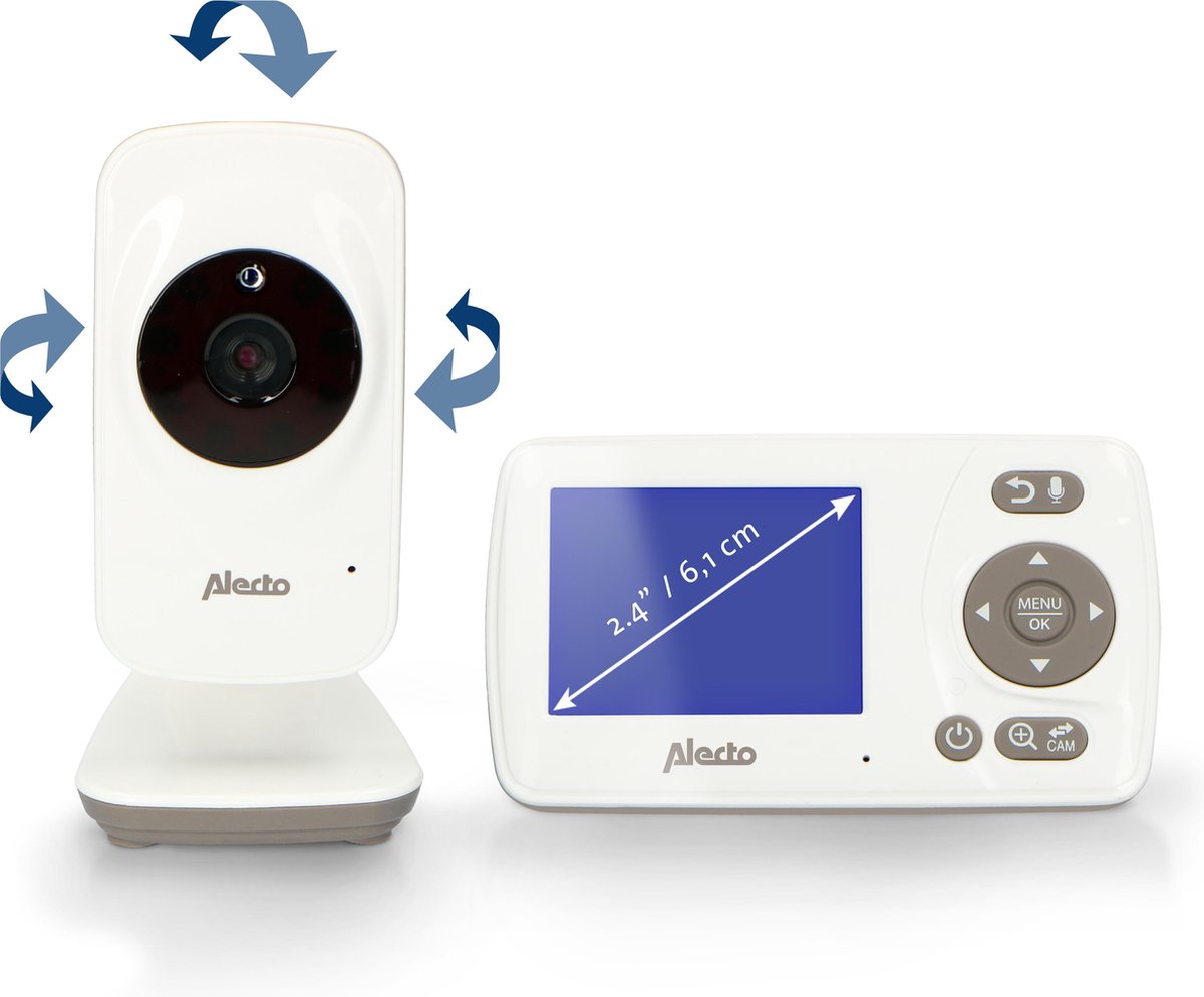 Alecto DVM-71 - Babyfoon met camera en 2.4" kleurenscherm - Wit/taupe