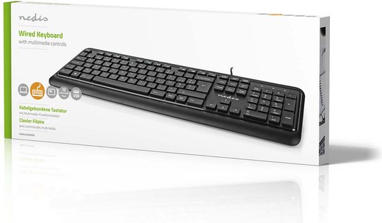 Nedis Bedraad Toetsenbord - USB-A - Multimedia - AZERTY - Belgisch - Numeriek toetsenbord