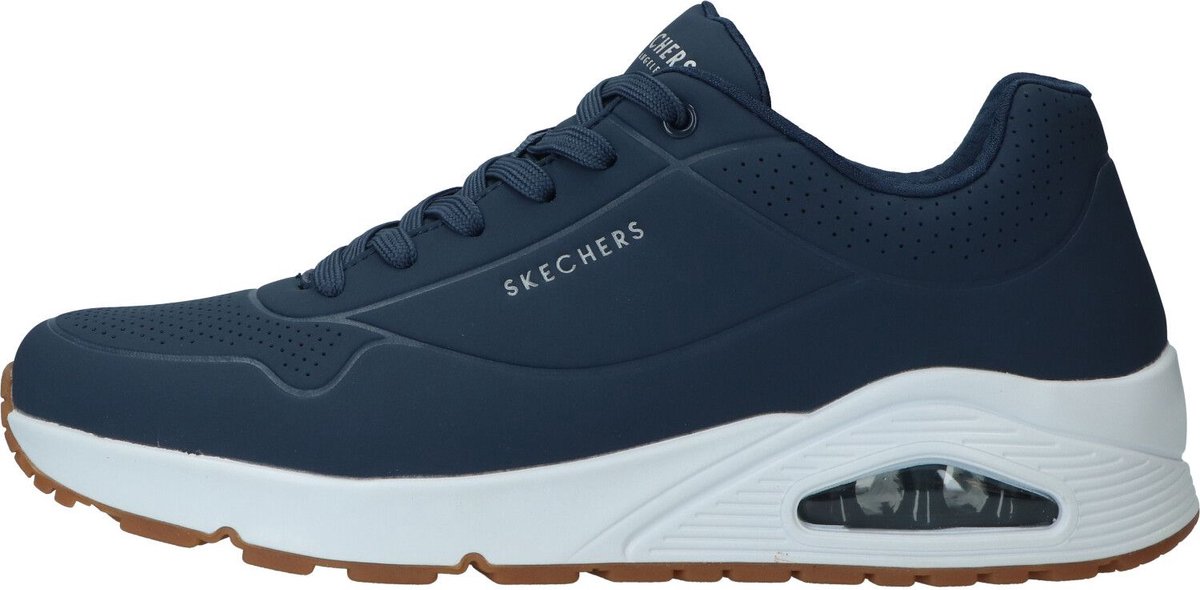 Skechers - Maat 43 - Uno - Stand On Air Heren Sneakers - Donkerblauw