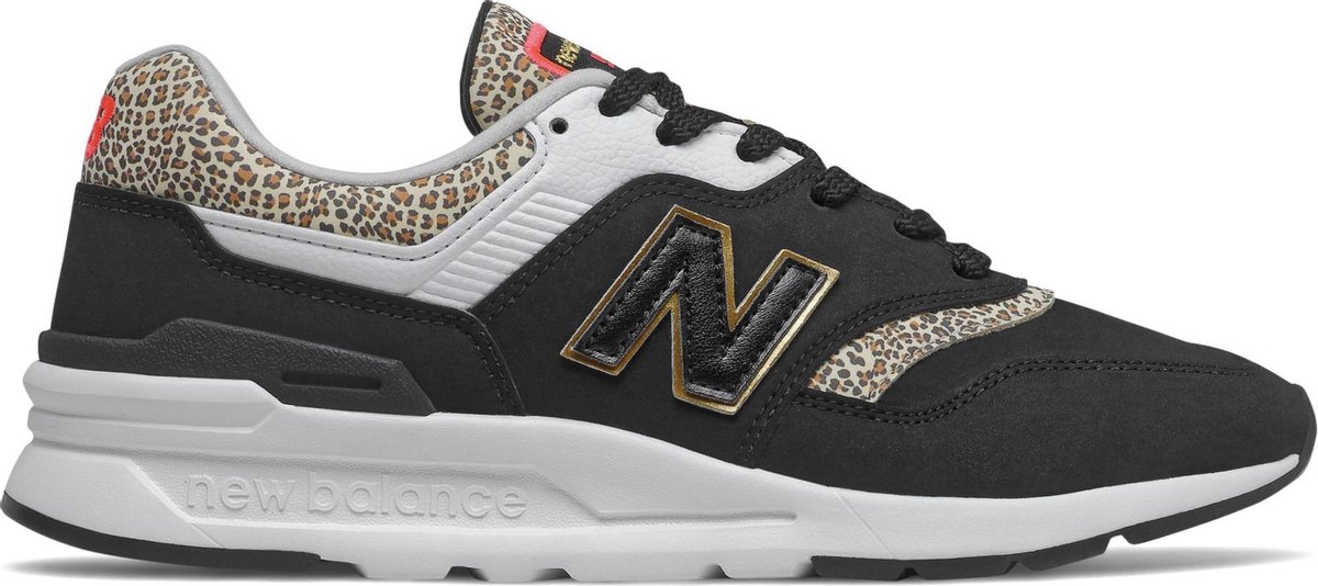 sneaker, leopard, leer, zwart-wit
