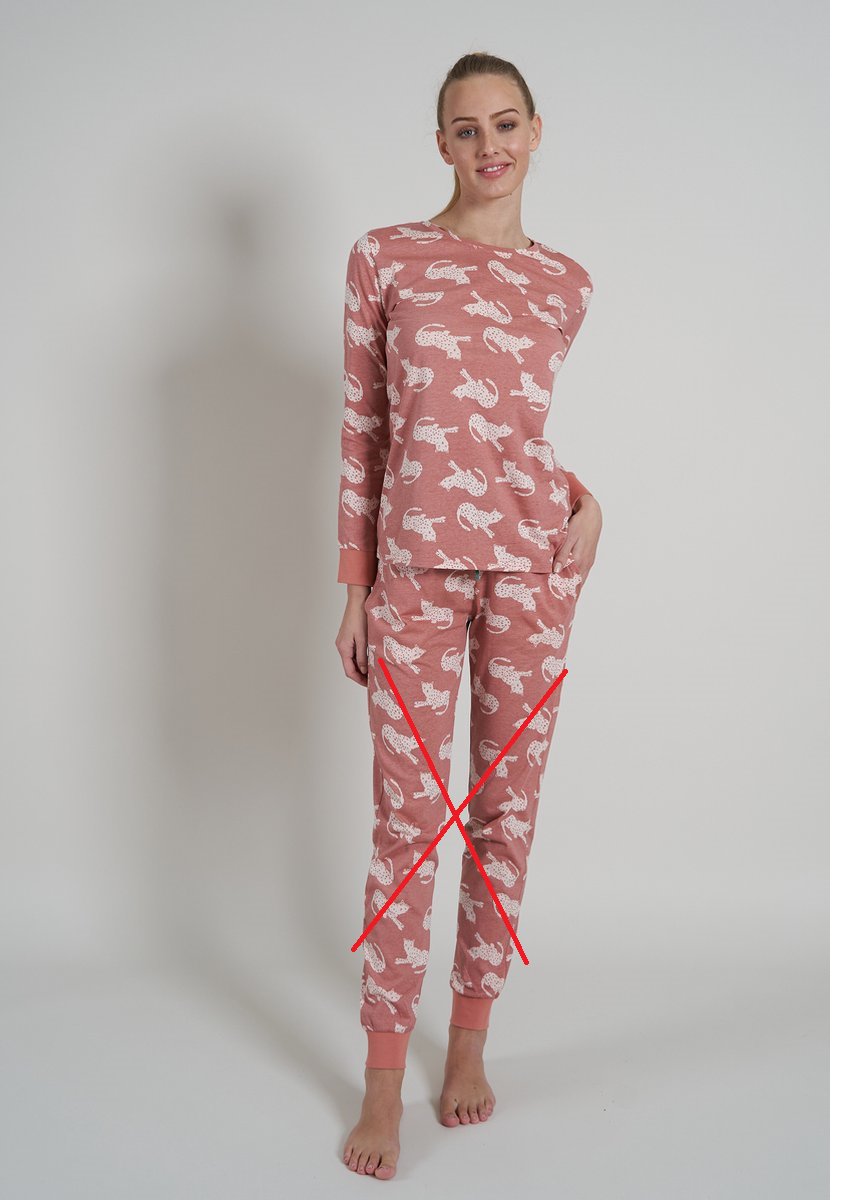 Tom Tailor - Maat 40 - Pure Cotton Dames Pyjamaset - Roodbruin