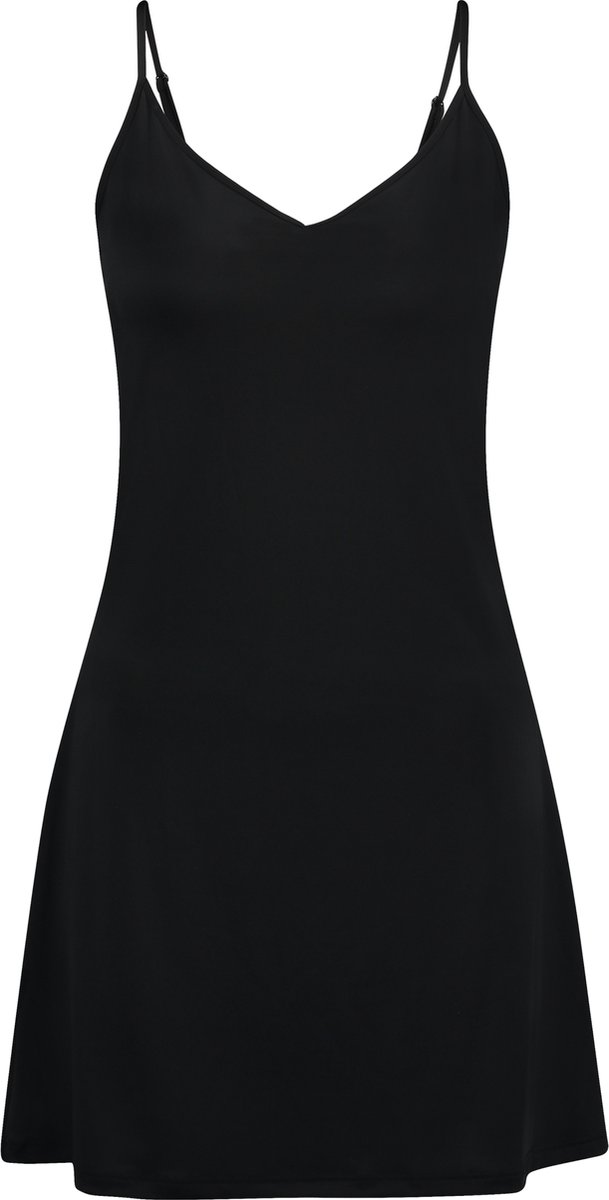 zwart, jurk, spaghetti bandjes, A-lijn jurk, kleding