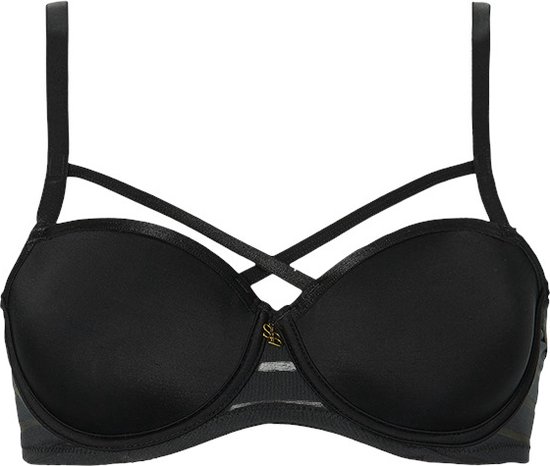 bh bra, zwart bh, gevulde cups, ondervering, strappy detail