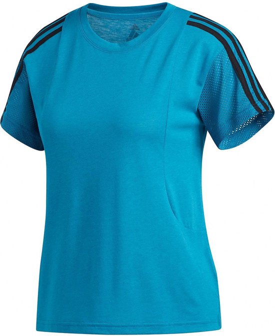 adidas - Maat XS - 3S Mesh Slv T Dames Shirt - Active Teal