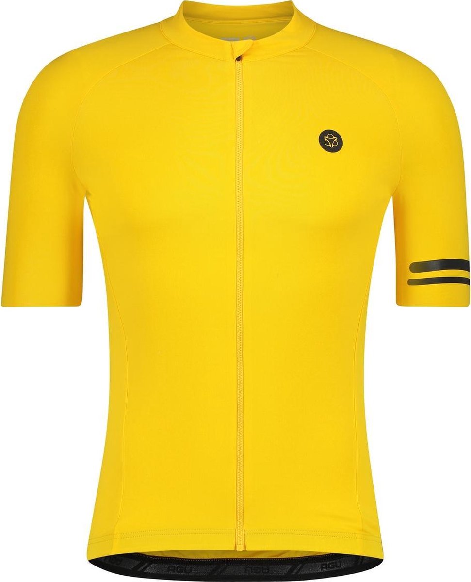 fietsjersey, zomertrui, korte mouwen, gele kleur, rits