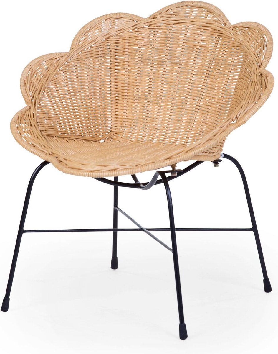 mand, wicker stoel, rieten stoel, metalen poten, 4 poten