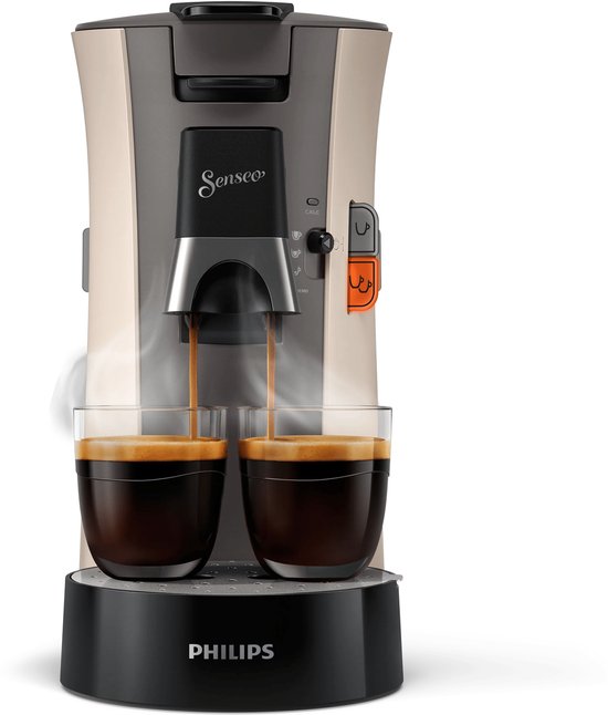 Philips Senseo Select Koffiepadmachine CSA240/30 - Keuze uit 1 of 2 Kopjes - Instelbare Intensiteit - Automatische Uitschakeling - Nougat en Kasjmiergrijs