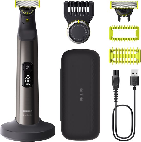 Philips OneBlade Pro 360 Face + Body – Zilver - Trimmer, scheerapparaat en styler in 1 - Inclusief l