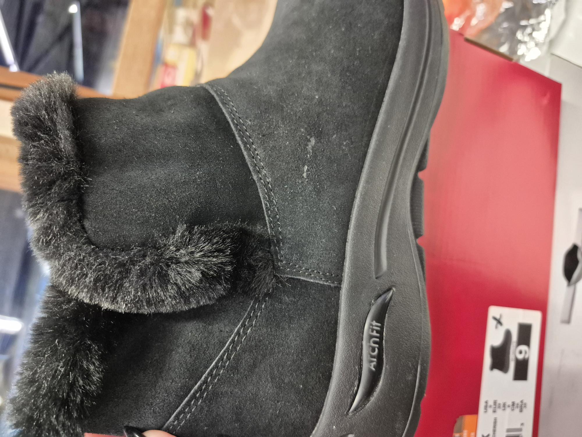 laars, winterboot, faux-fur, suede, zwart