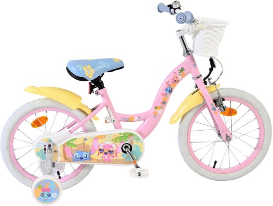 Disney Stitch Kinderfiets - Meisjes - inch - Crème Koraal Blauw