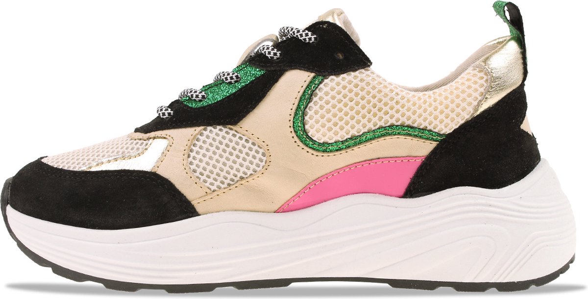 PS Poelma - maat 40 - TRIANGLE Dames Sneakers - Zwart met combinatie