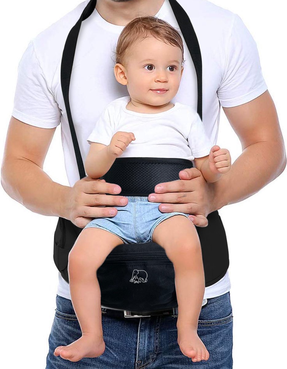 Deryan Pack Light Luxe Heupdrager - Ergonomische draagzak + Opbergvakjes Zwart