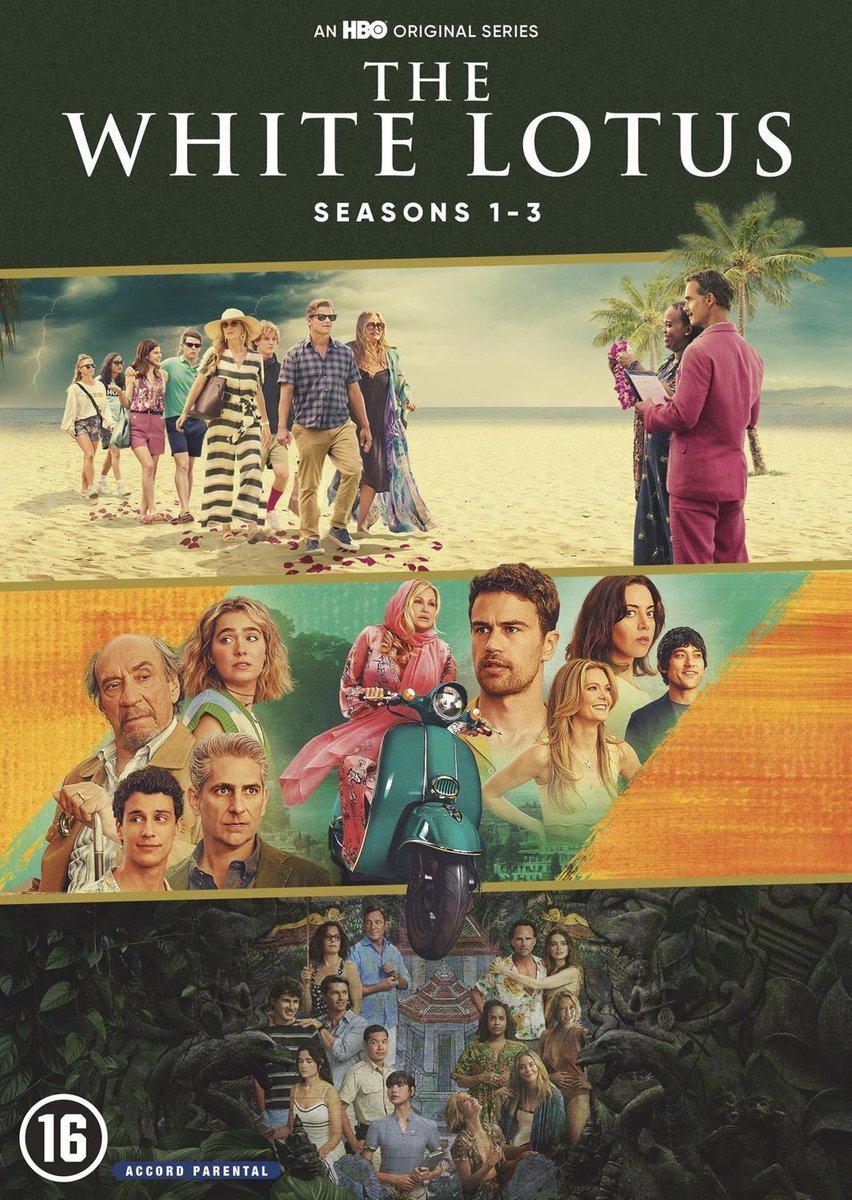 televisie serie, The White Lotus, seizoenen 1-3, campagne poster, gelaagde collage
