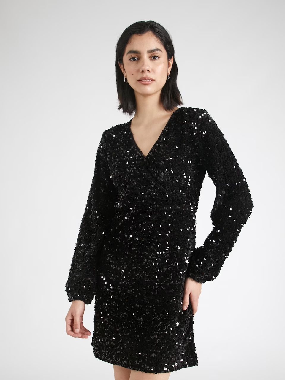 PIECES - Maat S - PCKAM LS WRAP DRESS Dames Jurk