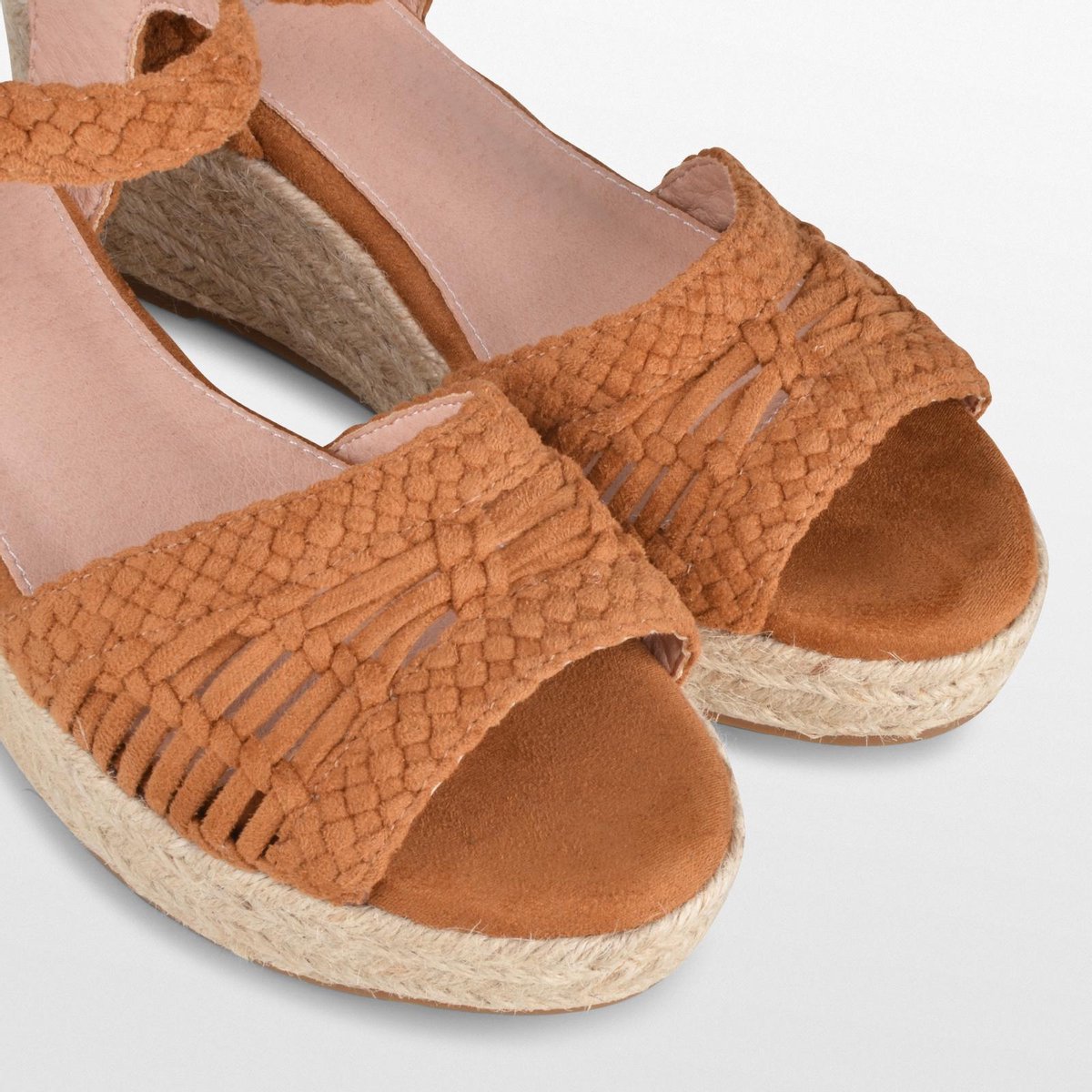 PS Poelman NANA Dames Faux PU Imitatie Suède - Maat 40 - Leren Sandalen met Espadrille Sleehak Zool