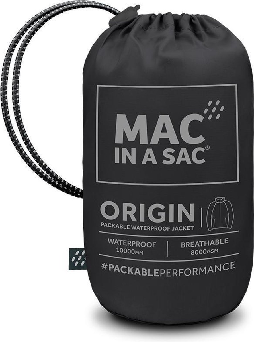 Mac in a Sac -maat L- Origin 2 Regenjas Unisex - Zwart