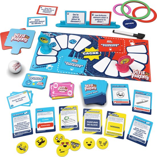 Versla je ouders! Editie 2025 met nieuwe uitdagingen en kaarten, vriendschappelijk familiespel, leuke activiteit voor kinderen, volwassenen en spelletjesavond met het hele gezin, 4-8 spelers
