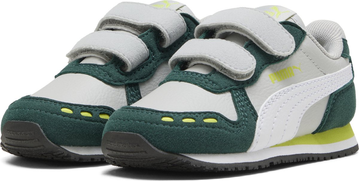 sneakers, sportief, grijs-wit, groen, velcro