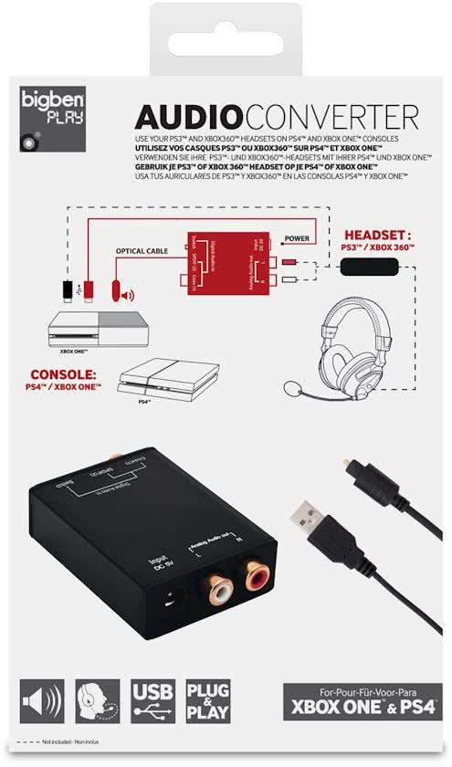 Bigben RCA Gaming Headsets Audio Converter Voor PS4 + Xbox One
