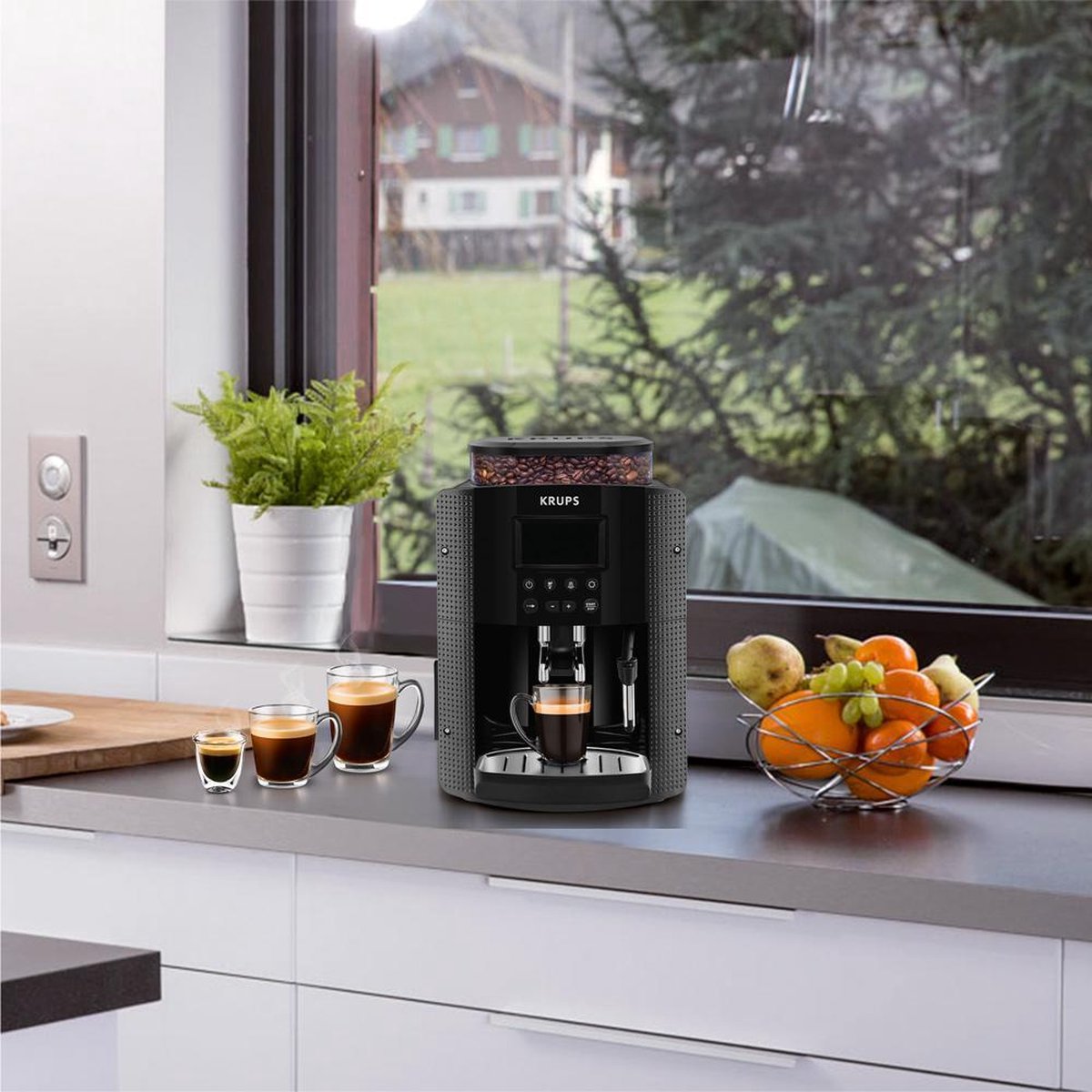 Krups Essential EA8150 - Volautomatische Espressomachine - Thermoblock-systeem - Personaliseren en Favorieten Opslaan - Zwart - Koffiemachine met bonen