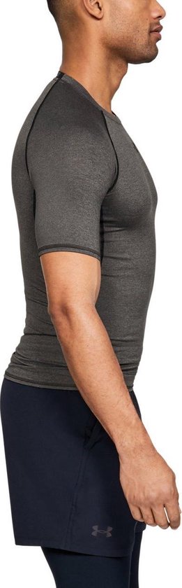 Under Armour HG Armour SS Heren Sportshirt - Carbon Heather - Maat XL