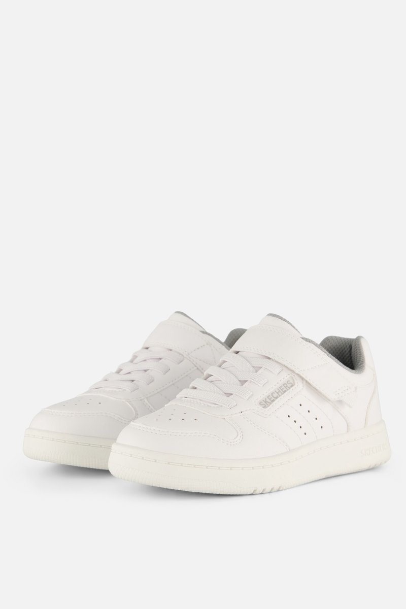 sneakers, white, low-top, perforated, strap