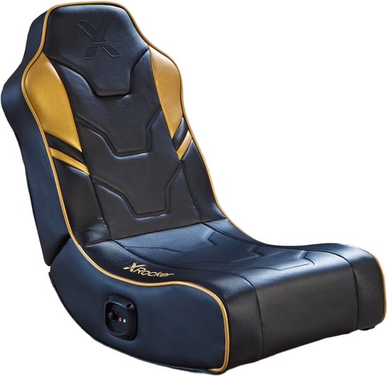 Gamestoel voor kinderen - X Rocker Shadow - inklapbaar - 2.0 audio - 2 speakers - floor rocker – zwart/goud