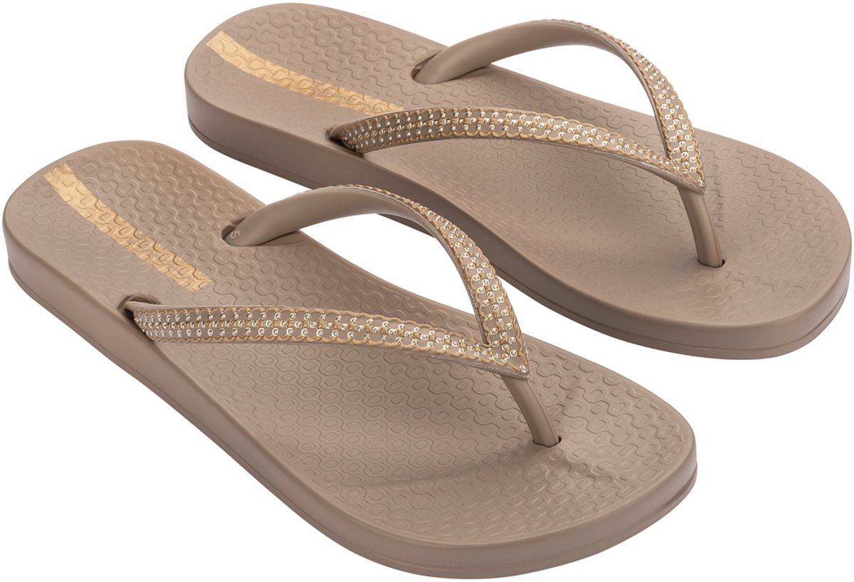 flip-flops, sandalen, thong, glitterband, zandkleur