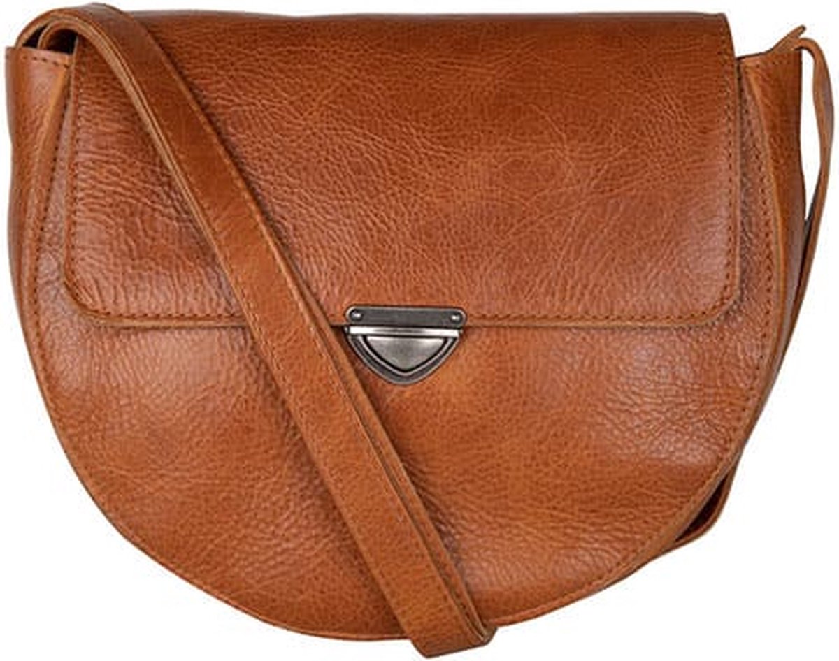 schoudertas, leren tas, bruine tas, crossbody, flap tasje