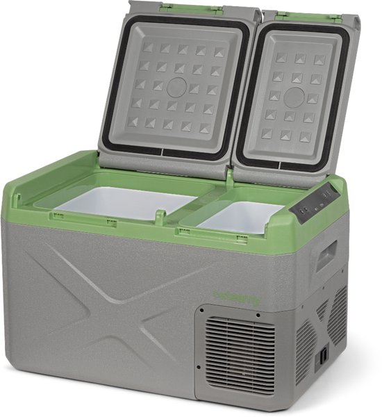 Steamy-E Dual Zone Elektrische Compressor Koelbox - Dual Zone - 24 liter - 12V en 230V - voor auto en camping - Grijs