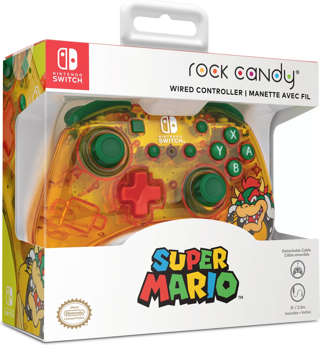 PDP Rock Candy Bedrade Controller geschikt voor Nintendo Switch & Switch OLED - Lemon Bomb Bowser