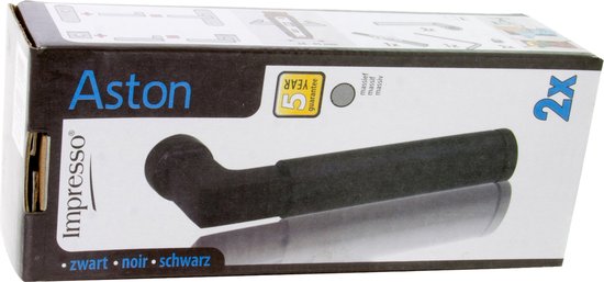 Impresso Aston -deurkruk Aston-modulair -133 x 22 x 54 mm -zwart -set van 2 stuks